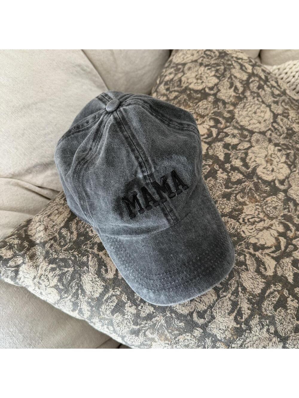 Grey washed trucker baseball cap hat “MAMA” spellout mom hat